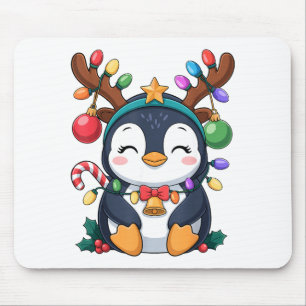 Mousepad Pinguim De Natal Luzes De Renas Férias Animal K