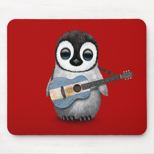 Mousepad Pinguim do bebê que joga o vermelho argentino da (Frente)