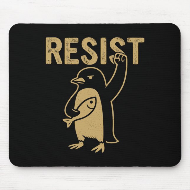 Mousepad Pinguim Engraçado Resiste Pinguins em Protesto Con (Frente)