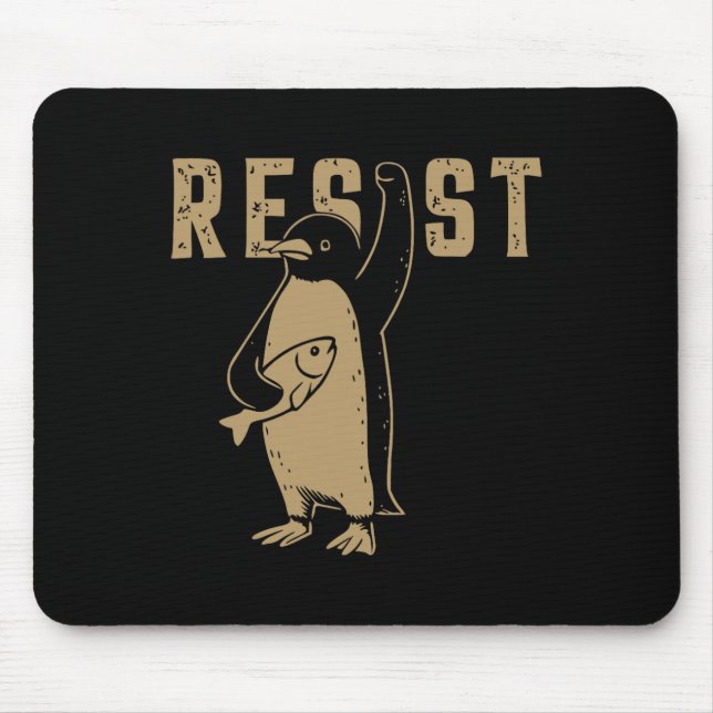 Mousepad Pinguim Engraçado Resiste Pinguins em Protesto Con (Frente)