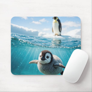 Mousepad Pinguim Filhote Nadando Na Água Ártica