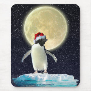 Mousepad Pinguim Gelado e Pata de Natal da Lua de inverno