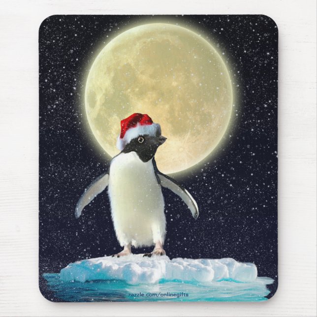 Mousepad Pinguim Gelado e Pata de Natal da Lua de inverno (Frente)