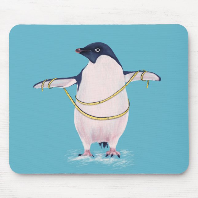 Mousepad Pinguim gordo engraçado bonito na dieta (Frente)