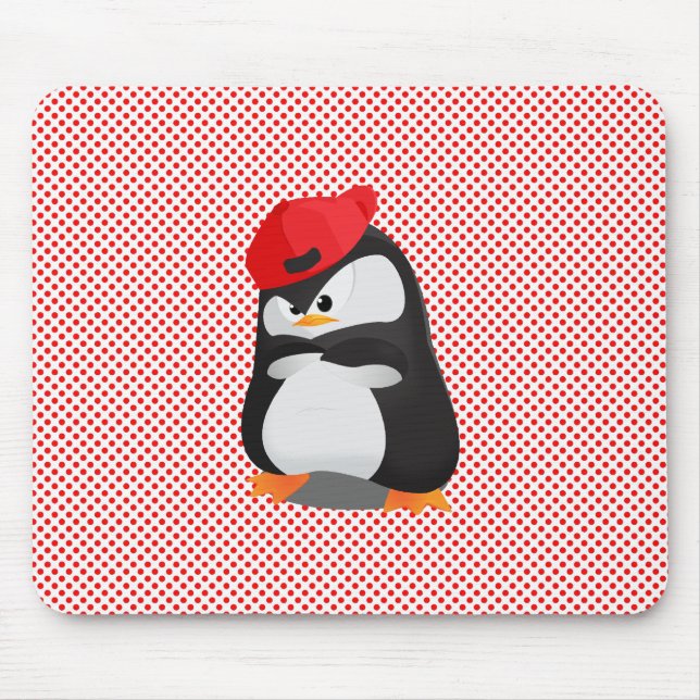 Mousepad Pinguim irritado de Hip Hop (Frente)