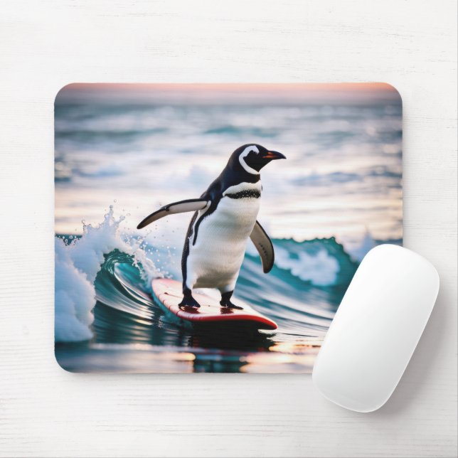 Mousepad Pinguim num surfboard (Com mouse)