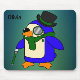 Mousepad Pinguim pinguim esmeralda de cartoon bonito