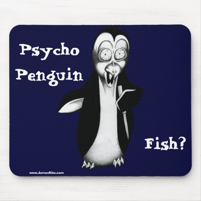 Mousepad Pinguim psicótico: Peixes? (Frente)