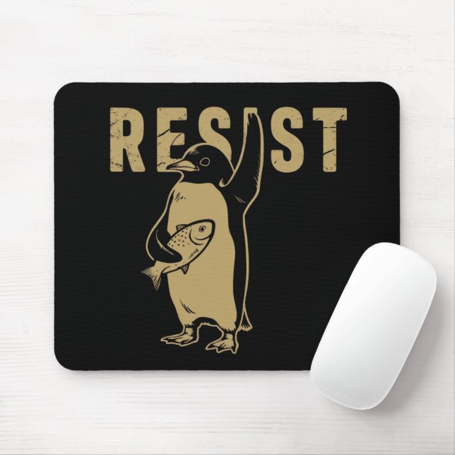 Mousepad Pinguim Resiste Pinguins Protestam Contra Tarifas (Com mouse)