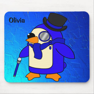 Mousepad Pinguin ultramarino azul escuro da caricatura bran