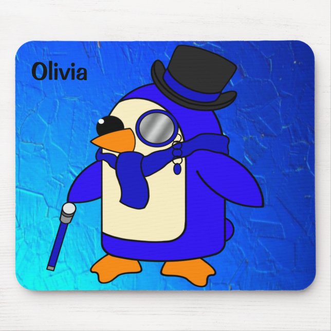 Mousepad Pinguin ultramarino azul escuro da caricatura bran (Frente)