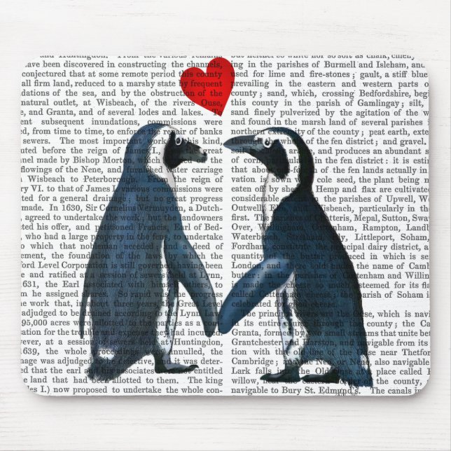 Mousepad Pinguins Com Corações De Amor (Frente)