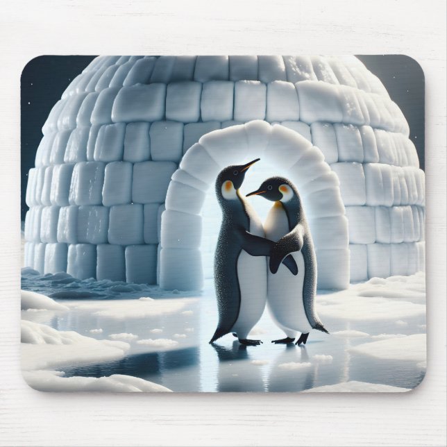 Mousepad Pinguins Dançando Lentamente Por Igloo (Frente)