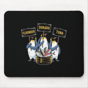 Mousepad Pinguins Engraçados Vendendo Peixe Dourado Robalo