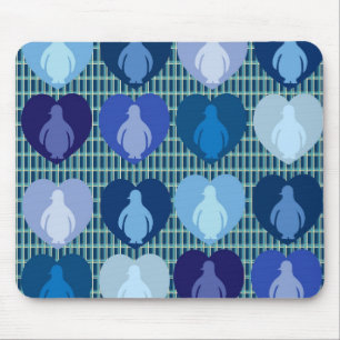 Mousepad Pinguins Hearted azuis