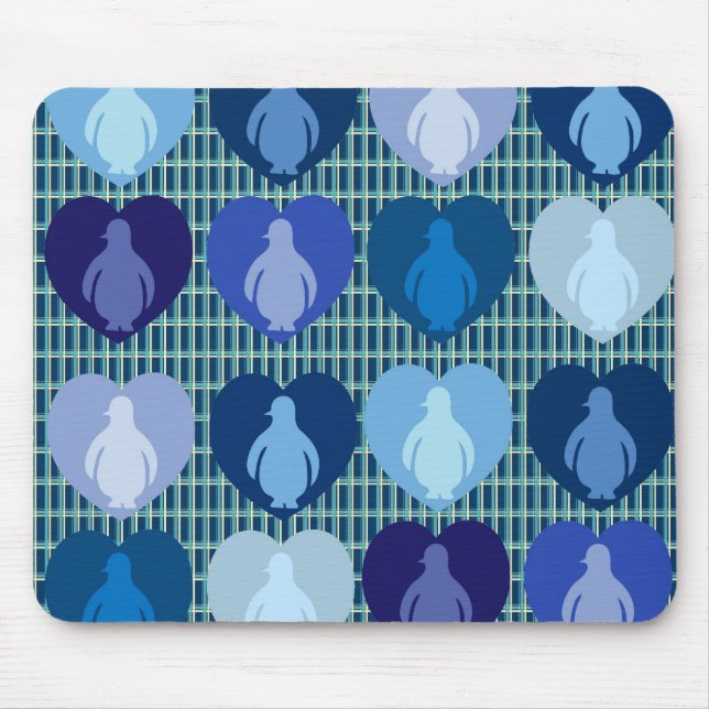Mousepad Pinguins Hearted azuis (Frente)