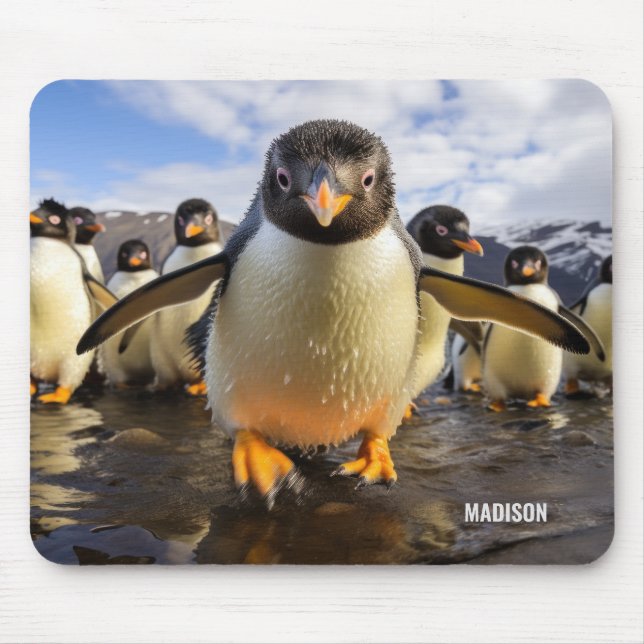 Mousepad Pinguins Legal de Nome Personalizado (Frente)