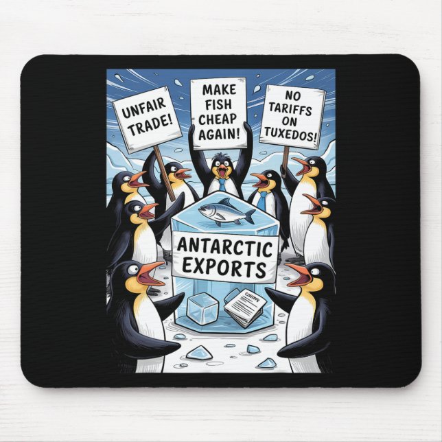 Mousepad Pinguins protestam contra direitos aduaneiros (Frente)
