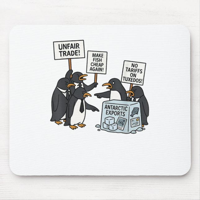 Mousepad Pinguins protestam contra Tarifas Engraçado Tar Pi (Frente)