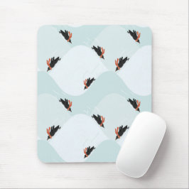 Mousepad Pinguins reproduzíveis deslizando no padrão da nev