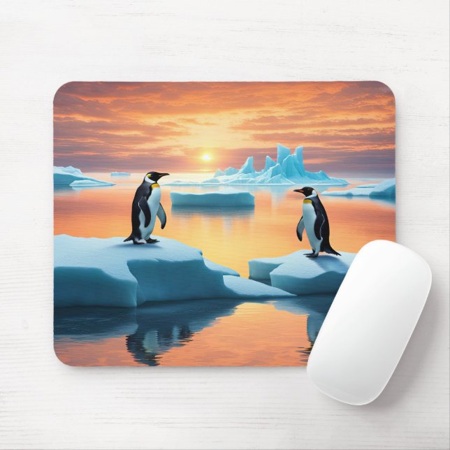 Mousepad Pinguins Sobre Icebergs De Fusão (Com mouse)