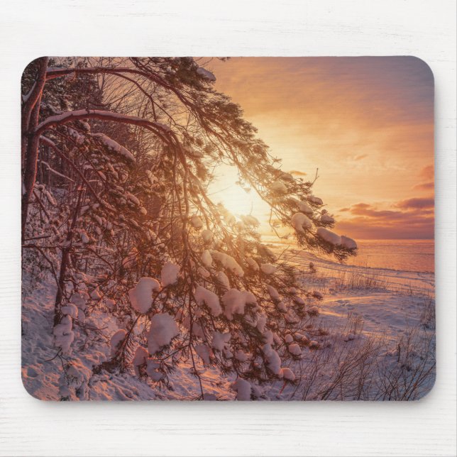 Mousepad Pinheiros e pinheiros com neve (Frente)