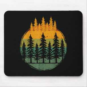 Mousepad Pinheiros florestais natureza retrô homens de hiki