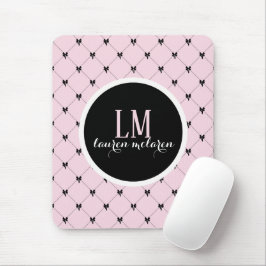 Mousepad Pink & Black Bow Monogram