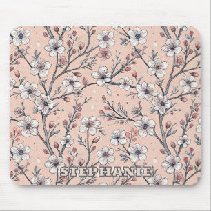 Mousepad Pink Cherry Blossom Sakura Padrão a Rosa (1)