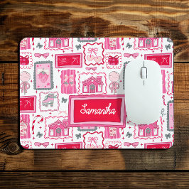 Mousepad Pink Coquette aesthetic girly whimsical pattern