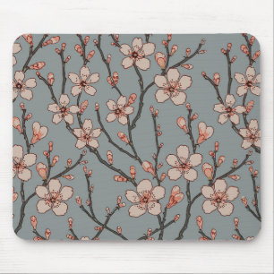 Mousepad Pink da Vintage e padrão de flores da Cinza