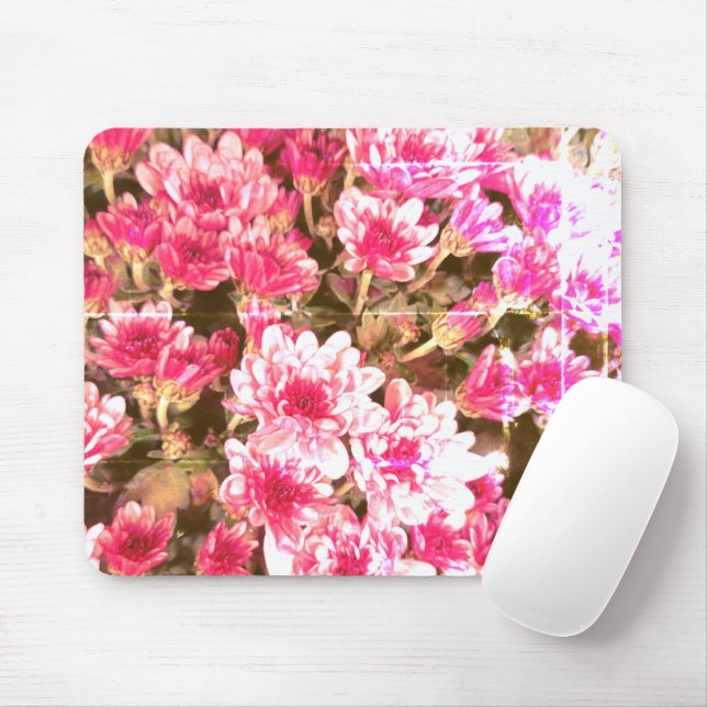 Mousepad Pink Floral Bloom Pattern – Soft Botanical Design (Com mouse)