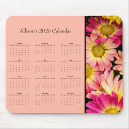 Mousepad Pink Flowers: Customize full year 2026 calendar