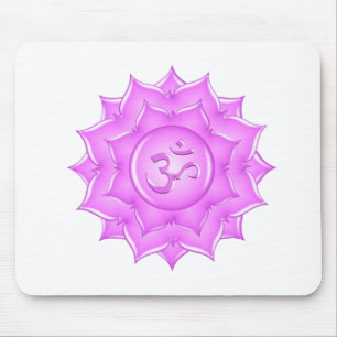 Mousepad Pink Glass Lotus Flower Om Symbol Drawing