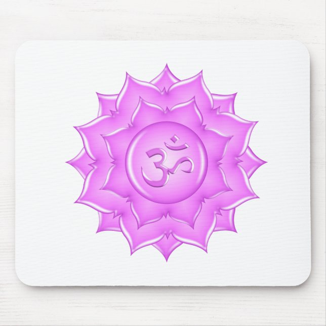 Mousepad Pink Glass Lotus Flower Om Symbol Drawing (Frente)