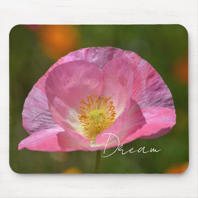 Mousepad Pink Iceland Poppy (photography taken by me) (Frente)