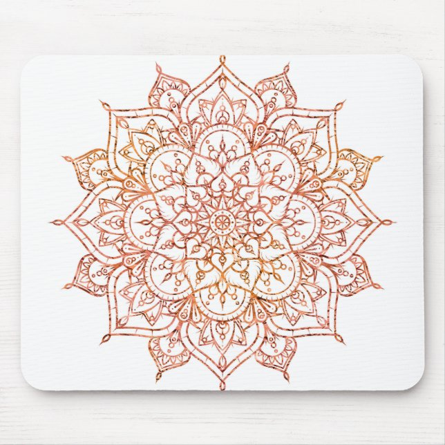 Mousepad Pink & Orange Mandala on White Glam (Frente)