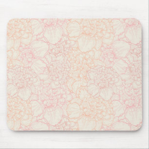 Mousepad Pink Peony Floral Patterno