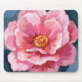 Mousepad Pink Peony Flower Watercolor Floral Painted