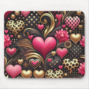 MOUSEPAD PINK PRETO DOURADA AMOR DO NAMORADOS