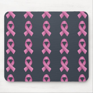 Mousepad Pink Ribbon Patterno Preto Fundo