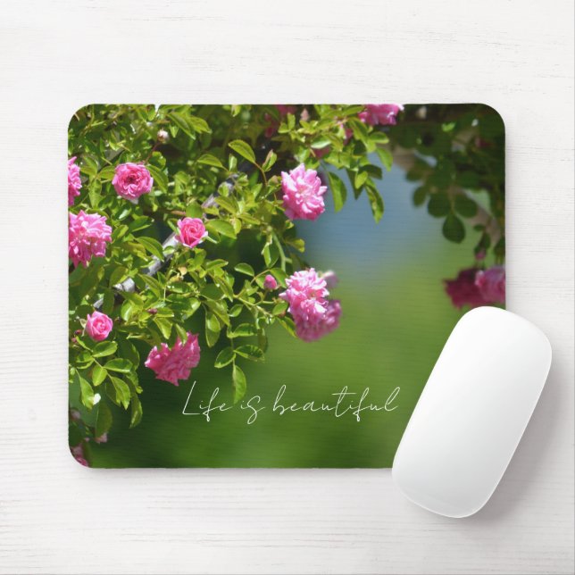 Mousepad Pink Roses Floral (photography by me) (Com mouse)