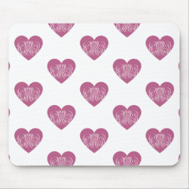Mousepad Pink Swirly Heart, Cute Romantic Gift