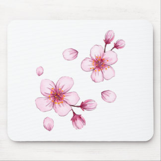 Mousepad Pink Watercolor Cherry Blossom Padrão