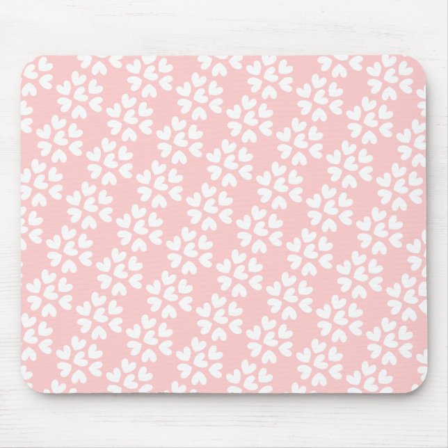 Mousepad Pink White Sweet Heart Pattern (Frente)