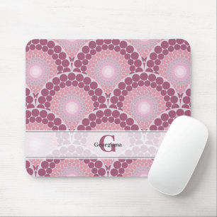 Mousepad Pinks Radiantes Monogramas Dusky Rosa Mandala