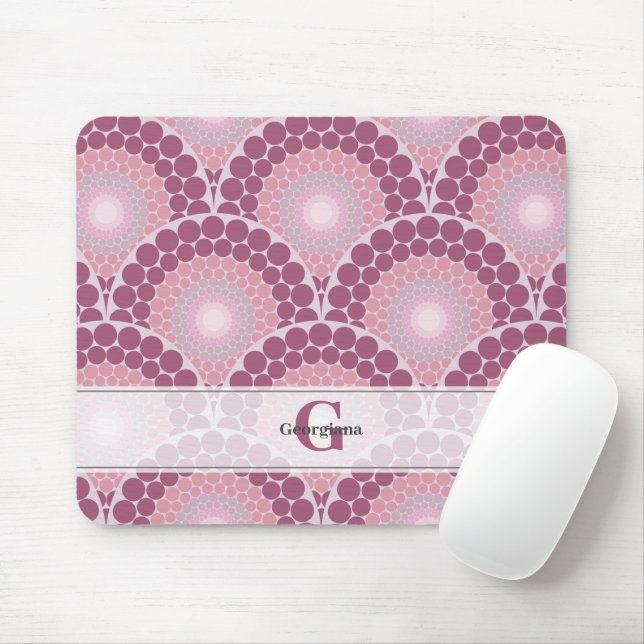Mousepad Pinks Radiantes Monogramas Dusky Rosa Mandala (Com mouse)