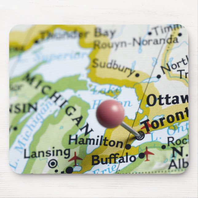 Mousepad Pino do mapa colocado em Toronto, Canadá no mapa, (Frente)
