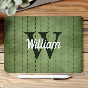 Mousepad Pinstripe Retro Monograma de Vintagem Verde