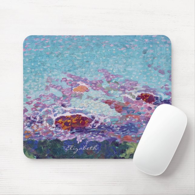Mousepad Pintagem Costeira do Oceano Vintage Personalizada  (Com mouse)